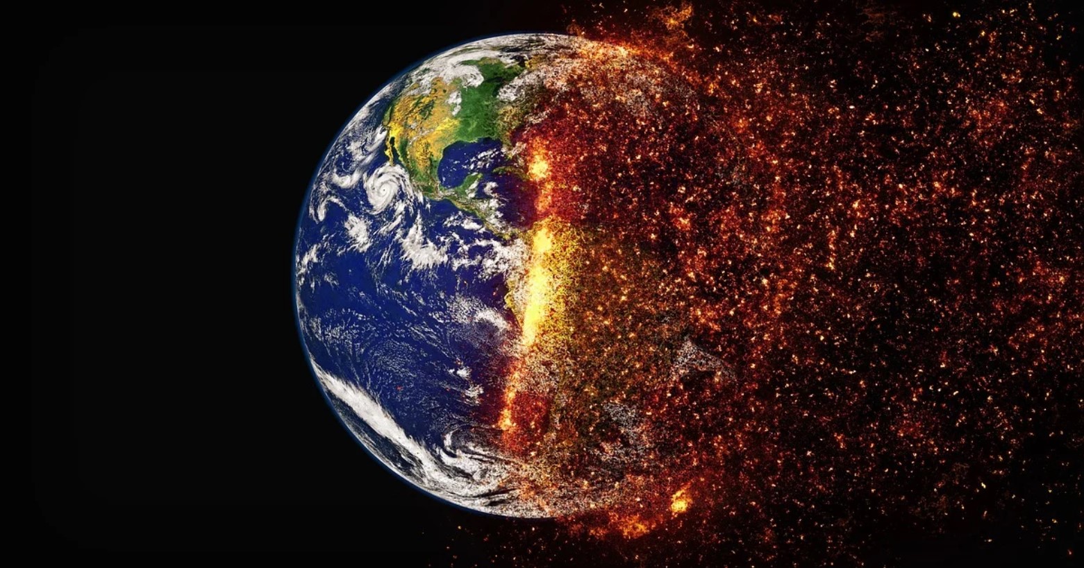 The earth burning due to climate change