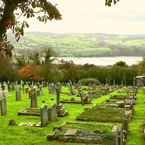 View across parish cemetery